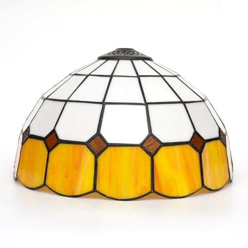 SUNMME Deckenlampenschirm, 30,5 cm, schlicht, kariert, Buntglas, Lampenersatz, handgefertigt, Vintage-Lampenschirm für Tisch, Pendelleuchte, Boden (Giallo) von SUNMME