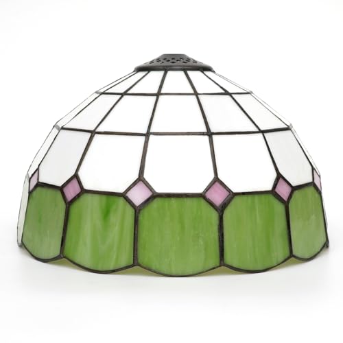 SUNMME Deckenlampenschirm, 30,5 cm, schlicht, kariert, Buntglas, Lampenersatz, handgefertigt, Vintage-Lampenschirm für Tisch, Pendelleuchte, Boden (grau) von SUNMME