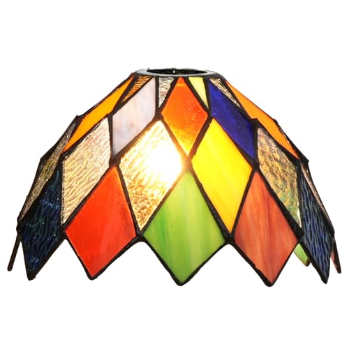 SUNMME Ersatz-Lampenschirm, 20,3 cm, farbige Raute, Buntglas, Vintage-Kunst, Heimdekor, große Öffnung, Lampenschirme für Tisch, Pendelleuchte, Wand SUNMME Ersatz-Lampenschirm, 20,3 cm, farbige Raute, Buntglas, Vintage-Kunst, Heimdekor, große Öffnung, Lampenschirme für Tisch, Pendelleuchte, Wand von SUNMME