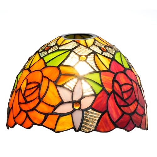SUNMME Ersatz-Lampenschirm, 20,3 cm, wunderschöne Rosen, Buntglas, handgefertigt, Vintage-Lampenschirme, Zubehör, passend für Tisch-, Pendel- und Wandleuchte SUNMME Ersatz-Lampenschirm, 20,3 cm, wunderschöne Rosen, Buntglas, handgefertigt, Vintage-Lampenschirme, Zubehör, passend für Tisch-, Pendel- und Wandleuchte von SUNMME