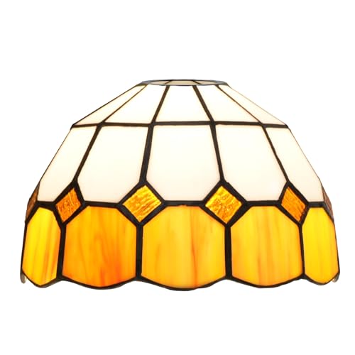 SUNMME Lampenschirm, 20,3 cm, frisch kariert, Buntglas, handgefertigt, mediterranes Lampenschirm-Zubehör (grau) (Giallo, Einheitsgröße) von SUNMME