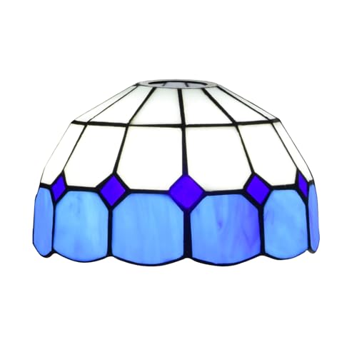 SUNMME Lampenschirm, 20,3 cm, frisch kariert, Buntglas, handgefertigt, mediterranes Lampenschirm-Zubehör (grau) (blau, Einheitsgröße) von SUNMME