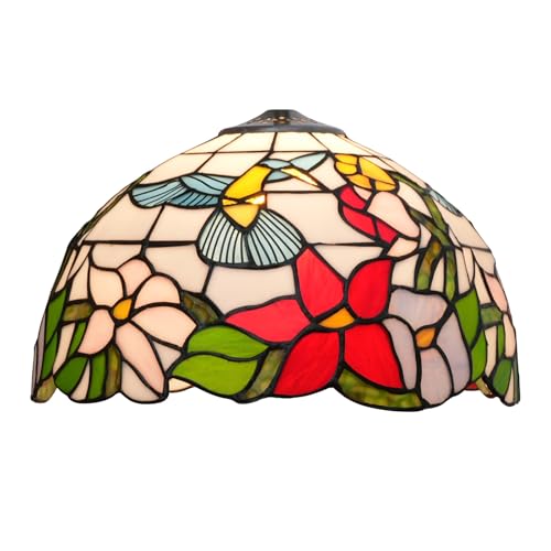 SUNMME Lampenschirm, 30,5 cm, Pastorale Vögel, Buntglas, Ersatz, Vintage-Kreativität, Abdeckung, Zubehör (eine Farbe, eine Größe) von SUNMME