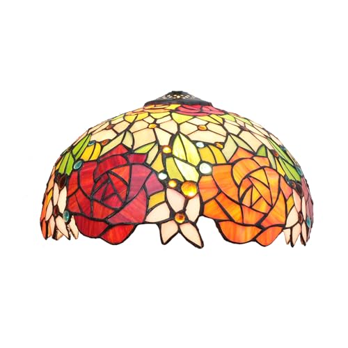 SUNMME Lampenschirm, 30,5 cm, leuchtende Rosen, Buntglas, Ersatz, handgefertigt, Vintage-Lampenschirm (eine Farbe, eine Größe) von SUNMME