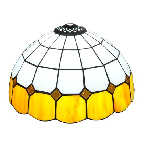 SUNMME Lampenschirm, 30,5 cm, mediterran, schlicht, kariert, Buntglas, Ersatzabdeckung, Zubehör, passend für Tisch-, Pendel- und Deckenleuchten (Giallo) von SUNMME