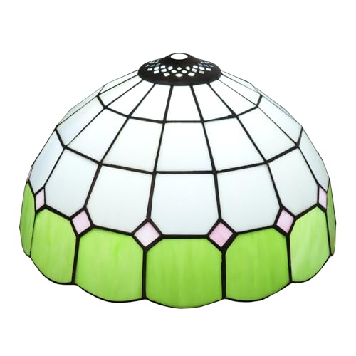 SUNMME Lampenschirm, 30,5 cm, mediterran, schlicht, kariert, Buntglas, Ersatzabdeckung, Zubehör, passend für Tisch-, Pendel- und Deckenleuchten (grau) von SUNMME