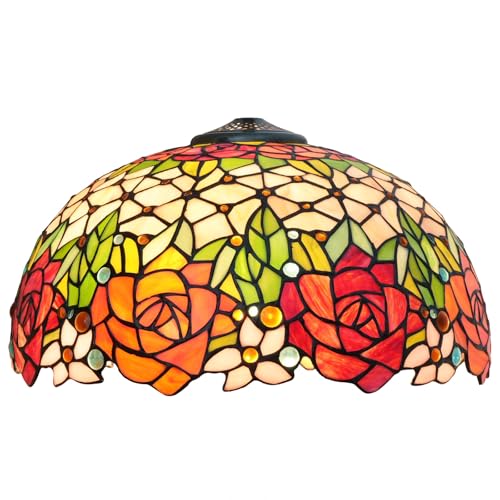 SUNMME Lampenschirm 16 Zoll Leuchtende Rosen Großer Deckenleuchter Ersatz Handgemacht Vintage Home Art Decor Buntglas Lampenschirm Für Tischpendelboden SUNMME Lampenschirm 16 Zoll Leuchtende Rosen Großer Deckenleuchter Ersatz Handgemacht Vintage Home Art Decor Buntglas Lampenschirm Für Tischpendelboden von SUNMME