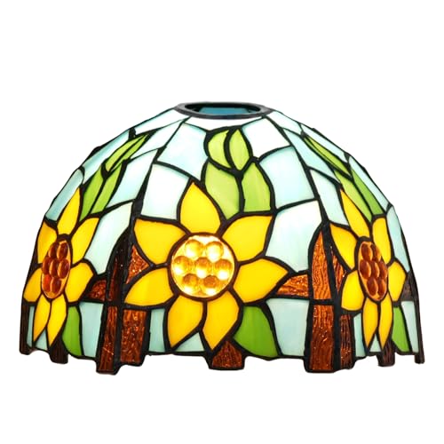 SUNMME Lampenschirm-Ersatz, 20,3 cm, Blauer Hintergrund, Sonnenblume, Buntglaslampe, handgefertigt, Vintage-Lampenschirme, Zubehör, passend für Tisch-Pendelleuchte SUNMME Lampenschirm-Ersatz, 20,3 cm, Blauer Hintergrund, Sonnenblume, Buntglaslampe, handgefertigt, Vintage-Lampenschirme, Zubehör, passend für Tisch-Pendelleuchte von SUNMME
