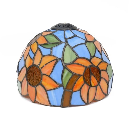 SUNMME Lampenschirm-Ersatz, 20,3 cm, Blauer Hintergrund, Sonnenblumen, Buntglaslampe, pastorales Kunstdekor, kleine Öffnung, Lampenschirme für Tischleuchter, Lichtwand SUNMME Lampenschirm-Ersatz, 20,3 cm, Blauer Hintergrund, Sonnenblumen, Buntglaslampe, pastorales Kunstdekor, kleine Öffnung, Lampenschirme für Tischleuchter, Lichtwand von SUNMME