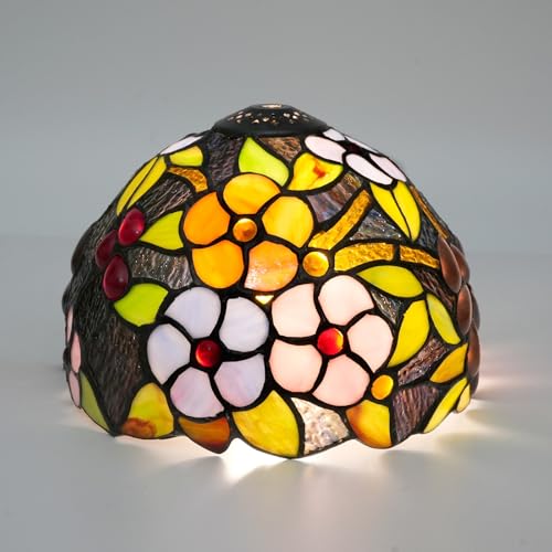 SUNMME Lampenschirm-Ersatz, 20,3 cm, Traubenblumen, Buntglaslampe, pastorales Kunstdekor, kleine Öffnung, Lampenschirme für Wohnzimmer, Schlafzimmer, Restaurant von SUNMME