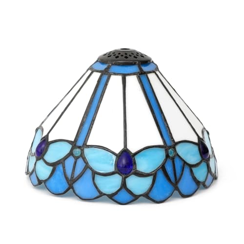 SUNMME Lampenschirm-Ersatz, 20,3 cm, himmelblauer Stil, Buntglaslampe, handgefertigt, Vintage-Art-Dekor, kleine Öffnung, Lampenschirm für Tischboden SUNMME Lampenschirm-Ersatz, 20,3 cm, himmelblauer Stil, Buntglaslampe, handgefertigt, Vintage-Art-Dekor, kleine Öffnung, Lampenschirm für Tischboden von SUNMME