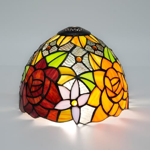 SUNMME Lampenschirm-Ersatz, 20,3 cm, wunderschöne Rosen, Buntglaslampe, Vintage, pastorales Kunstdekor, kleine Öffnung, Lampenschirme für Wohnzimmer, Schlafzimmer, Restaurant SUNMME Lampenschirm-Ersatz, 20,3 cm, wunderschöne Rosen, Buntglaslampe, Vintage, pastorales Kunstdekor, kleine Öffnung, Lampenschirme für Wohnzimmer, Schlafzimmer, Restaurant von SUNMME