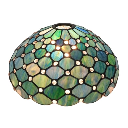 SUNMME Lampenschirm-Ersatz, 30,5 cm, Blauer Hintergrund, weiße Perlen, Buntglaslampe, Kunstdekor, große Öffnung, Lampenschirme für Wohnzimmer, Schlafzimmer, Restaurant SUNMME Lampenschirm-Ersatz, 30,5 cm, Blauer Hintergrund, weiße Perlen, Buntglaslampe, Kunstdekor, große Öffnung, Lampenschirme für Wohnzimmer, Schlafzimmer, Restaurant von SUNMME