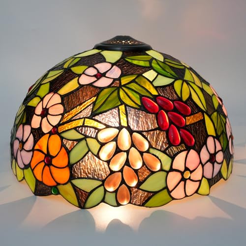 SUNMME Lampenschirm-Ersatz, 40,6 cm, Traubenblumen, Buntglaslampe, pastorales Kunstdekor, Lampenschirme, Zubehör, passend für Tisch-, Boden-, Pendelleuchte SUNMME Lampenschirm-Ersatz, 40,6 cm, Traubenblumen, Buntglaslampe, pastorales Kunstdekor, Lampenschirme, Zubehör, passend für Tisch-, Boden-, Pendelleuchte von SUNMME