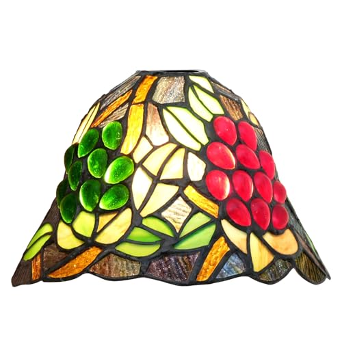 SUNMME Lampenschirm aus Buntglas, 20,3 cm, schwarzes Traubendesign, Vintage-Kunstdekor, große Öffnung, Lampenschirm für Tisch, Pendelleuchte, Wand (eine Farbe) von SUNMME