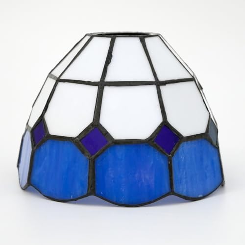 SUNMME Lampenschirme, 15,2 cm, frisch, schlicht, kariert, Buntglasschirm, Ersatz, Heimdekor, Lampenschirme, Zubehör, passend für Pendelleuchte, Deckenleuchte, Wand (blau) von SUNMME