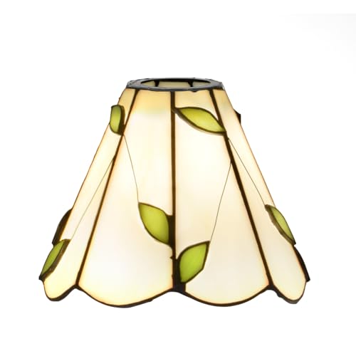 SUNMME Lampenschirme, 15,2 cm, frische, einfache Blätter, Buntglasschirm, Ersatz, Heimdekor, Lampenschirme, Zubehör, passend für Pendelleuchte, Deckenleuchte, Wand (beige) von SUNMME