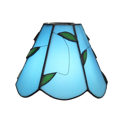 SUNMME Lampenschirme, 15,2 cm, frische, einfache Blätter, Buntglasschirm, Ersatz, Heimdekor, Lampenschirme, Zubehör, passend für Pendelleuchte, Deckenleuchte, Wand (blau) von SUNMME