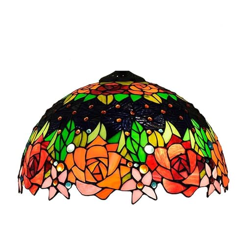 SUNMME Tiffany Lampenschirm 16 Zoll breit Zubehör Ersatz Rose Buntglas Lampenschirm für Tischboden SUNMME Tiffany Lampenschirm 16 Zoll breit Zubehör Ersatz Rose Buntglas Lampenschirm für Tischboden von SUNMME