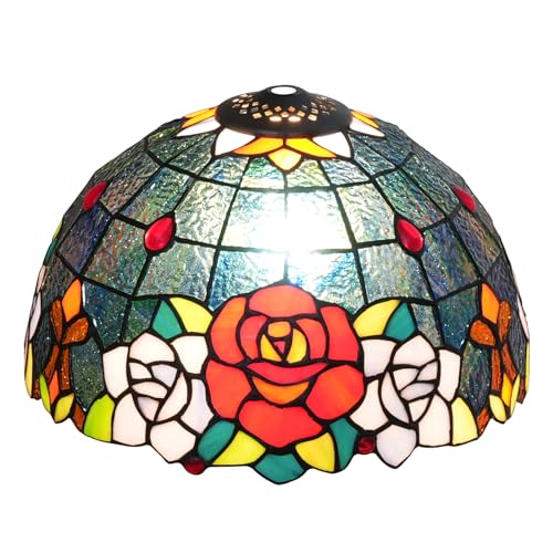 SUNMME Tiffany Lampenschirm Ersatz 12 Zoll Rose Buntglas Lampenschirm Nur für Tisch Pendelleuchte Decke SUNMME Tiffany Lampenschirm Ersatz 12 Zoll Rose Buntglas Lampenschirm Nur für Tisch Pendelleuchte Decke von SUNMME