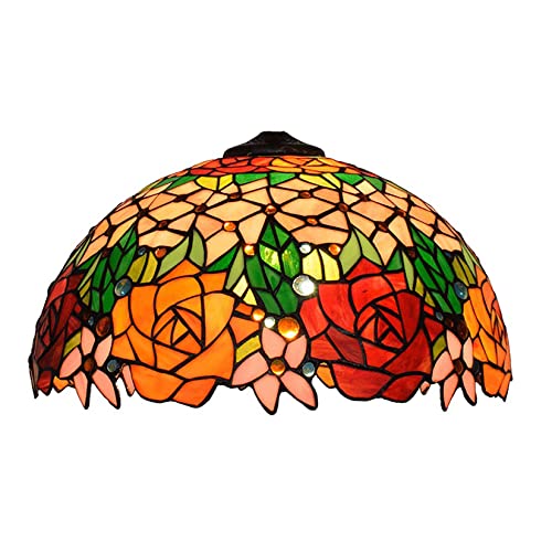 SUNMME Tiffany-Stil Lampenschirm Ersatz 16-Zoll-Rosen Buntglas Lampenschirm nur für Stehlampen Tischanhänger SUNMME Tiffany-Stil Lampenschirm Ersatz 16-Zoll-Rosen Buntglas Lampenschirm nur für Stehlampen Tischanhänger von SUNMME