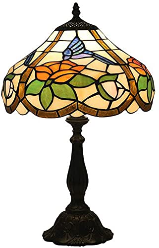 SUNMME Traditionelle Tischlampe, Vintage-Lampen, Buntglas-Lampenschirm für Arbeitszimmer, Büro, Zuhause, Bar, Schlafzimmer, dekorativ (Basis aus Legierung) von SUNMME