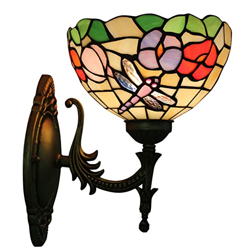 SUNMME Wandleuchte, 20,3 cm, Blumenmuster, Glas, Mehrfarbig, für den Nachttisch, für Wohnzimmer, Schlafzimmer, Esszimmer (b) von SUNMME