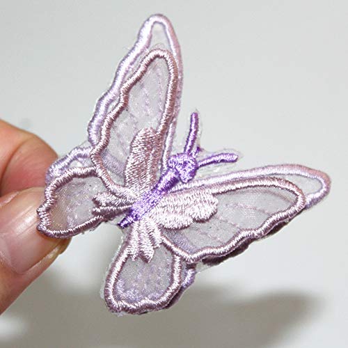 SUNMOVE 10pcs Embroidery Butterfly Sew Iron On Patch Badge Wedding Bridal Dress Embroidered Applique Sewing Craft DIY (Purple, 5 x 5 cm) von SUNMOVE