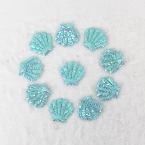 SUNMOVE 10 x bestickte Muschelformen zum Aufnähen, Abzeichen für Tasche, Hut, Haar-Accessoire, Applikation (blau) von SUNMOVE