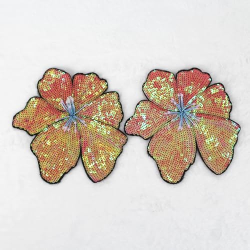 SUNMOVE 2 Stück Stickerei Pailletten BH Applikation Nähen Blume Stoff Patch für Hut, BH, Jacke, Kleid Kleid DIY Handwerk (Rosa) von SUNMOVE