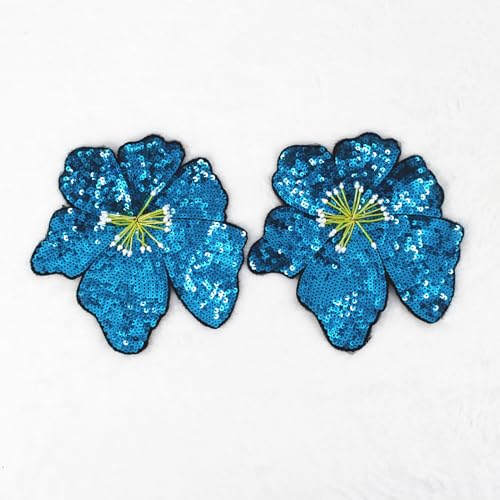 SUNMOVE 2 Stück Stickerei Pailletten BH Applikation Nähen Blume Stoff Patch für Hut, BH, Jacke, Kleid Kleid DIY Handwerk (blau) von SUNMOVE