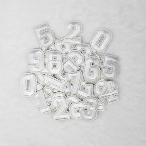SUNMOVE 30 Stück Zahlen Patch Nummer 0–9 bestickte Aufnäher zum Aufnähen oder Aufbügeln mit gebügeltem Kleber DIY für Hemden, Jacken, Hüte, Jeans, Schuhe, Taschen (weiß) von SUNMOVE