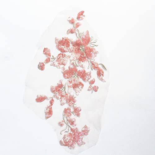 SUNMOVE Stickerei Pailletten Spitze Applique Nähen Blume Stoff Kragen Patch für Hochzeitskleid Kleid Braut DIY Handwerk (Rosa) von SUNMOVE