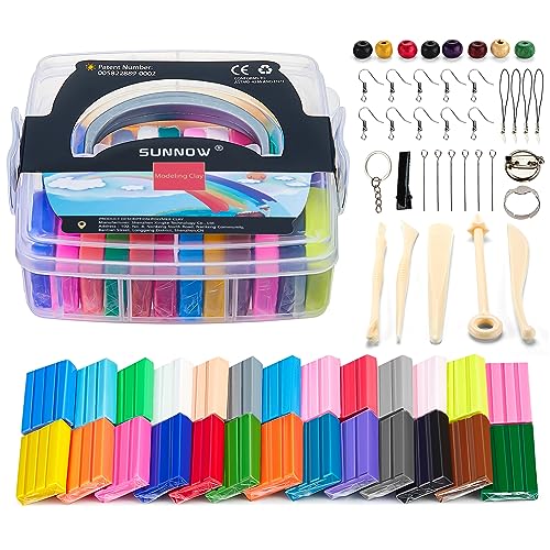 SUNNOW Polymer Clay - 26 Farben (25g / ) Ton Ofen Backen Lehm mit Modeling Tools, Modelliermasse Set Kinder für Weihnachten und Geburtstagsgeschenke von SUNNOW