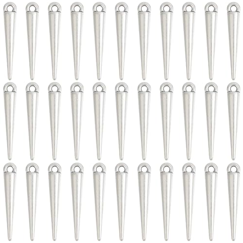 SUNNYCLUE 100PCS Silber Spike Kegel Charm Metalllegierung Antik Silber Gothic Punk Perlen Vintage Spikes Goth Charms Bulk für Schmuckherstellung Diy Ohrringe Armband Halskette von SUNNYCLUE