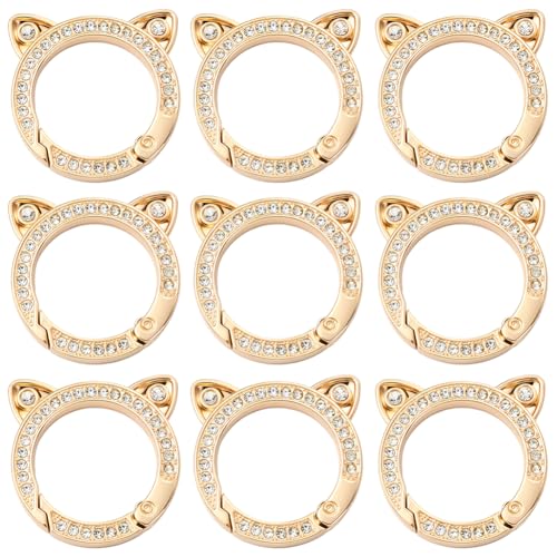 SUNNYCLUE 1 Box 10 Stück Feder-O-Ring-Verschluss, Federtor-Schlüsselanhänger, Katzenkopf-Form, Gold, Strass, Schnappauslöser, runde Schnalle, Clip-Haken, Schlüsselanhänger für DIY-Schlüsselanhänger SUNNYCLUE 1 Box 10 Stück Feder-O-Ring-Verschluss, Federtor-Schlüsselanhänger, Katzenkopf-Form, Gold, Strass, Schnappauslöser, runde Schnalle, Clip-Haken, Schlüsselanhänger für DIY-Schlüsselanhänger von SUNNYCLUE