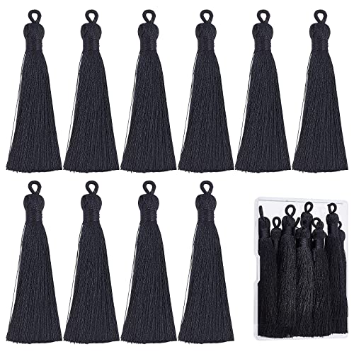 SUNNYCLUE 1 Box 10 Stück Schwarze Lesezeichen Quasten Handgefertigte Quasten Große Nylonquasten Mit Aufhängeöse Für Die Schmuckherstellung Schlüsselanhänger Ohrring Armband Souvenir Abschlussfeier Kle von SUNNYCLUE