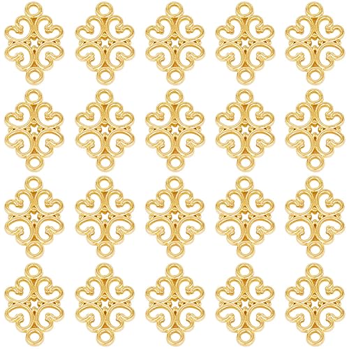 SUNNYCLUE 1 Box 100 Stück Goldene Blumenverbinder Blume Hohl Kronleuchter Komponenten Verbinder Links Doppelseitige Charms für Schmuckherstellung Charms Ohrringe Halskette Armband D von SUNNYCLUE