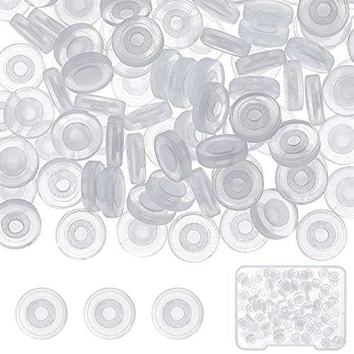 SUNNYCLUE 1 Box 100 Stück Clip On Ohrring Kissenpolster Ohrring Rückenpolster Klare Scheibenpolster Für Ohrringe Schraubverschluss Ohrring Silikon Komfort Pads Ohrring Polsterung Zubehör Schmuckzubehö von SUNNYCLUE