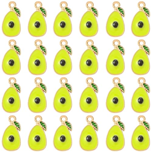 SUNNYCLUE 1 Box 100 Stück Emaille Anhänger Mit Obst Avocado Anhänger Großpackung Legierung Halbe Avocado Hawaii Grünes Essen Kleine Hellgoldene Fundstücke Für Die Schmuckherstellung Armbänder von SUNNYCLUE