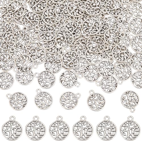 SUNNYCLUE 1 Box 100 Stück Silberne Baumanhänger Lebensbaum Anhänger Großpackung Hohles Metall Runde Bäume Silberner Tibetischer Pflanzenanhänger Zur Schmuckherstellung Charms Basteln Armbänder Halsket SUNNYCLUE 1 Box 100 Stück Silberne Baumanhänger Lebensbaum Anhänger Großpackung Hohles Metall Runde Bäume Silberner Tibetischer Pflanzenanhänger Zur Schmuckherstellung Charms Basteln Armbänder Halsket von SUNNYCLUE