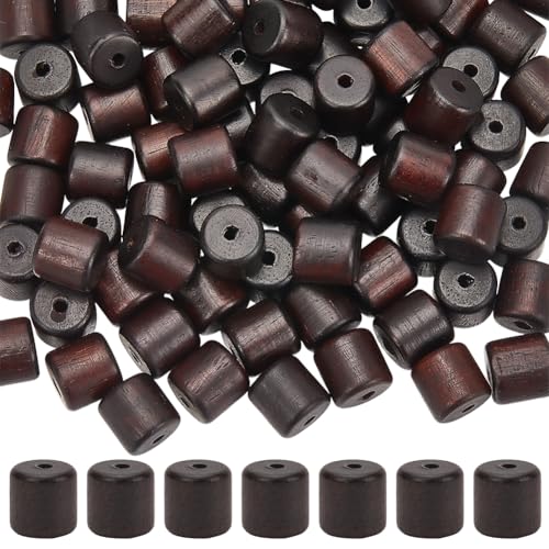 SUNNYCLUE 1 Box 100 Stück Zylinder Holzperlen Holz Abstandshalter 75 x 8mm Schwarz Natürliches Sandelholz Säulenförmige Dekoration Lose Abstandshalter Für Schmuckherstellung Armbänder Halsketten DIY von SUNNYCLUE