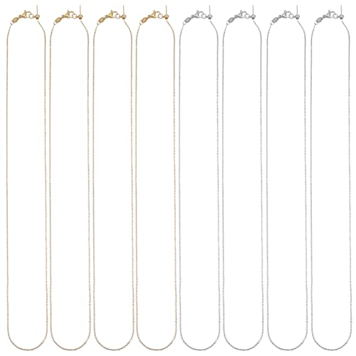 SUNNYCLUE 1 Box 10er Pack 2067 Zoll/525cm DIY Halskettenzubehör Ketten Verstellbare Halskettenketten Edelstahl Metall Silber Gold Langes Schiebekabel Mit Kugelperlenverschluss Für Die Schmuckherstell von SUNNYCLUE