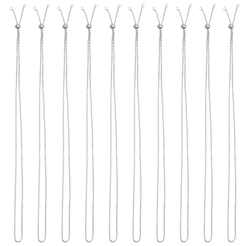 SUNNYCLUE 1 Box 10er Pack 24 Zoll/0.6 m 2mm Schiebe Halsketten Silberne Halskettenkette Großpackung Edelstahl Verstellbare Halskettenketten Kugelperlen Beschläge Für Schmuckherstellung Zubehör DIY Dam von SUNNYCLUE