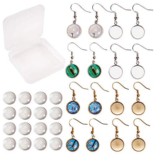 SUNNYCLUE 1 Box 120Stück 2farbe 12mm DIY 20Paare Glaskuppel Cabochon Ohrringe Selbst Machen Starter Kits Foto lünette Rohlinge Schmuckzubehör Kit zur Schmuckherstellung Frauen Fassungen für Cabochon von SUNNYCLUE