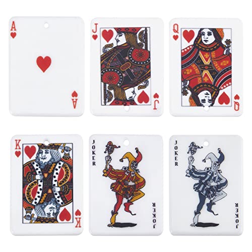 SUNNYCLUE 1 Box 12Pcs Poker Charms Spielkarten Charms JQK Ace Joker Karten Jack Queen King Poker Card Acryl Charms Für Die Schmuckherstellung Charm Halskette Armband Schlüsselanhänger DIY Bastelbedarf von SUNNYCLUE