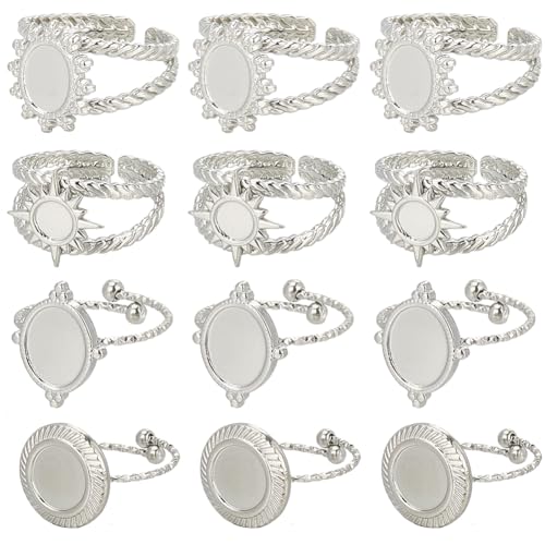 SUNNYCLUE 1 Box 16 Stück 4 Stile Edelstahl Ringfassungen Blanke Cabochon Ringe Silbernes Metall Verstellbar Offene Fingerring Basisschale Komponente Mit Rundem Pad Für Die Schmuckherstellung Ringe DIY SUNNYCLUE 1 Box 16 Stück 4 Stile Edelstahl Ringfassungen Blanke Cabochon Ringe Silbernes Metall Verstellbar Offene Fingerring Basisschale Komponente Mit Rundem Pad Für Die Schmuckherstellung Ringe DIY von SUNNYCLUE