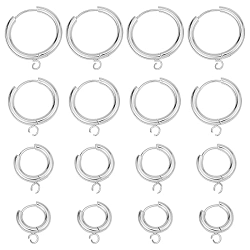 SUNNYCLUE 1 Box 16 Stück 8 Paar Leverback Ohrring Zubehör 16/18/20/24 mm Huggie Creolen Ohrhaken Edelstahl Leverback Ohrring Verschlüsse Hebel Rückseite Französische Ohrhaken Für Die Schmuckherstellun von SUNNYCLUE