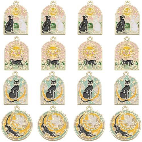SUNNYCLUE 1 Box 16 Stück Legierung Tarotkarten Anhänger Katzenanhänger Emaille Magische Gothic Planchette Sonne Mond Wahrsagung Amulett Glücksbringer Im Gothic Stil Zur Schmuckherstellung Anhänger Zum SUNNYCLUE 1 Box 16 Stück Legierung Tarotkarten Anhänger Katzenanhänger Emaille Magische Gothic Planchette Sonne Mond Wahrsagung Amulett Glücksbringer Im Gothic Stil Zur Schmuckherstellung Anhänger Zum von SUNNYCLUE