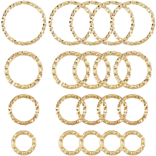 SUNNYCLUE 1 Box 160 Stück 4 Stile Twist O-Ring offene Binderinge Bulk echtes 18 Karat vergoldetes Messing Metall Verbindungsring offene runde Kreisverbinder Ring für Schmuckherstellung Armband von SUNNYCLUE